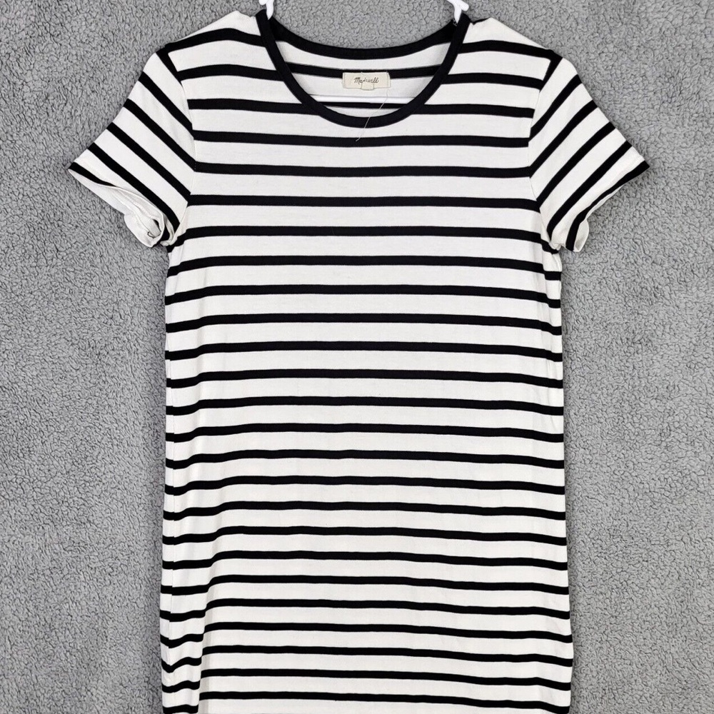Madewell Black and White Short Sleeve Midi Shift Dress